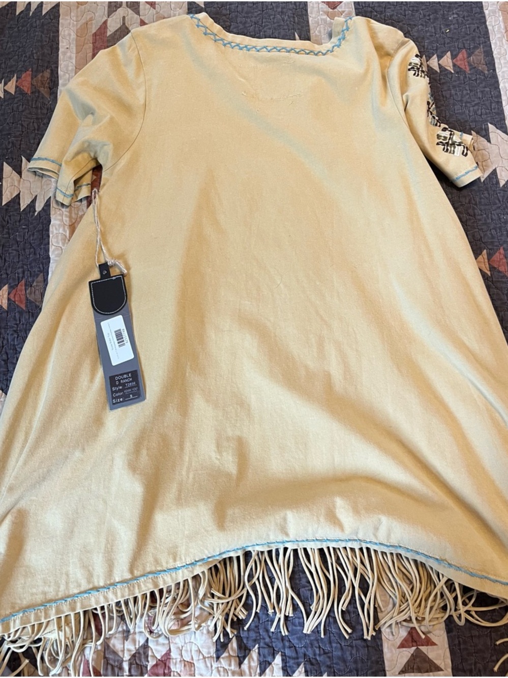 Double D Ranch Mustard Horse Graphic Fringe Tee - Picture 3 of 6